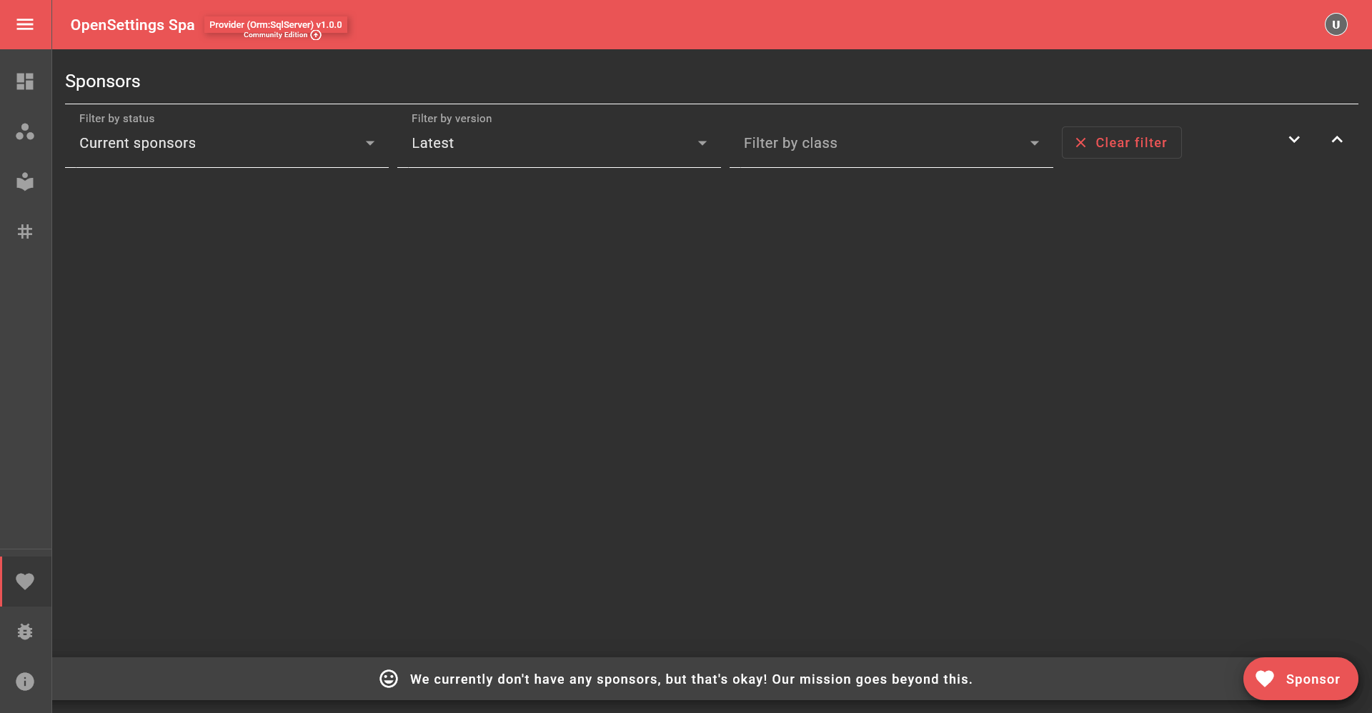 Settings Page Guide Sponsors Page