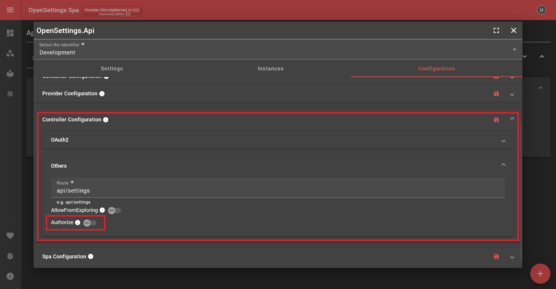 Security Guide App View Page Configuration Tab Controller